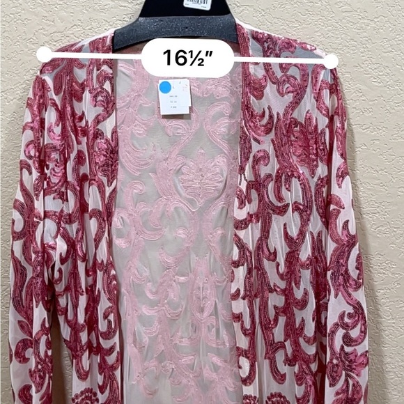 Elegant Pink Sequined Duster - Picture 3 of 8